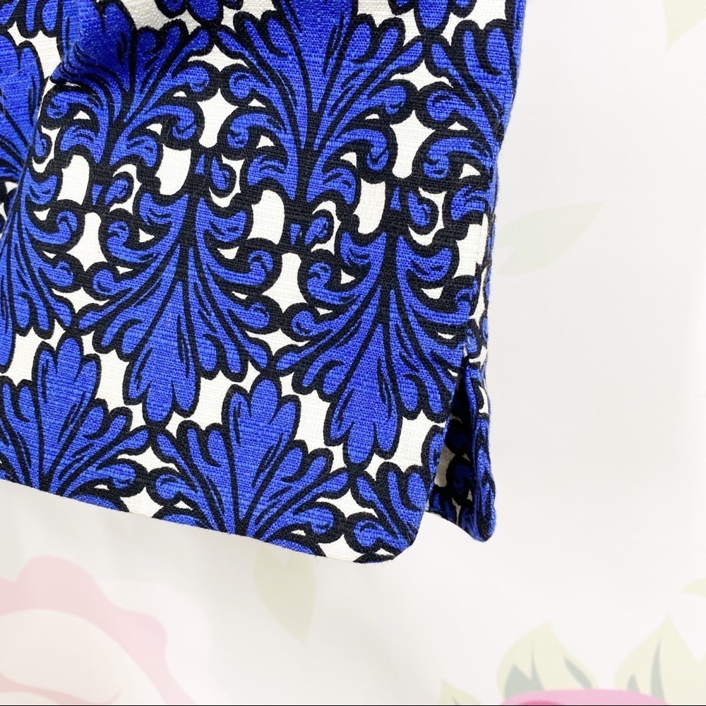 NEW Donna Morgan Cobalt Blue Ivory Multi Print Sheath Dress 4 - Picture 7 of 13